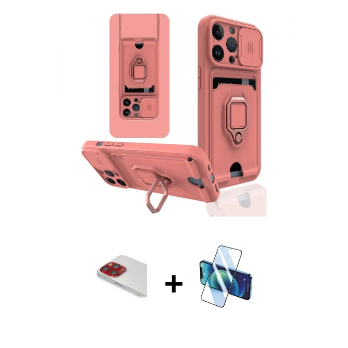 MARSİLYAN™- iPhone 13 Pro Max Kılıf Vadi Form Prime - Siyah 3D Antistatik Cam Ekran Koruyucu + Pers Alüminyum Kamera Lens - KI