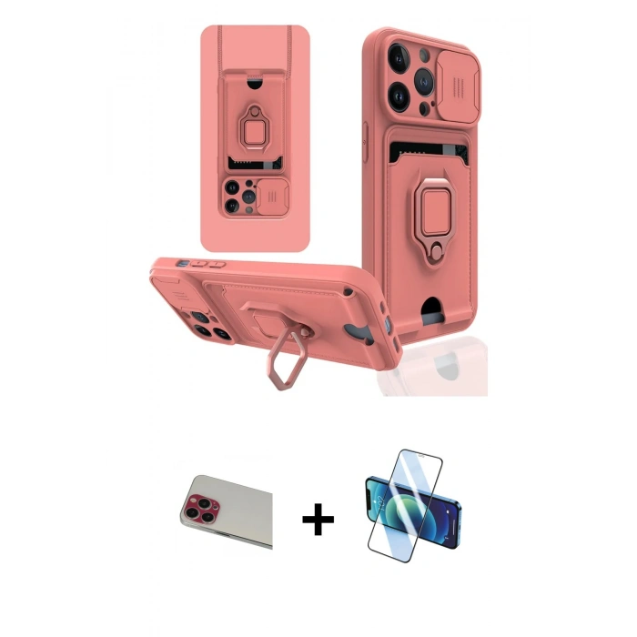 MARSİLYAN™- iPhone 13 Pro Max Kılıf Vadi Form Prime - Siyah 3D Antistatik Cam Ekran Koruyucu + Rainbow Kamera Lens Koruma Cam - KI