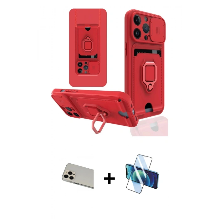 MARSİLYAN™- iPhone 13 Pro Max Kılıf Vadi Form Prime - Siyah 3D Antistatik Cam Ekran Koruyucu + Rainbow Kamera Lens Koruma Cam - REGD