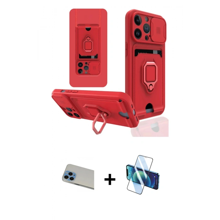 MARSİLYAN™- iPhone 13 Pro Max Kılıf Vadi Form Prime - Siyah 3D Antistatik Cam Ekran Koruyucu + Rainbow Kamera Lens Koruma Cam - MI