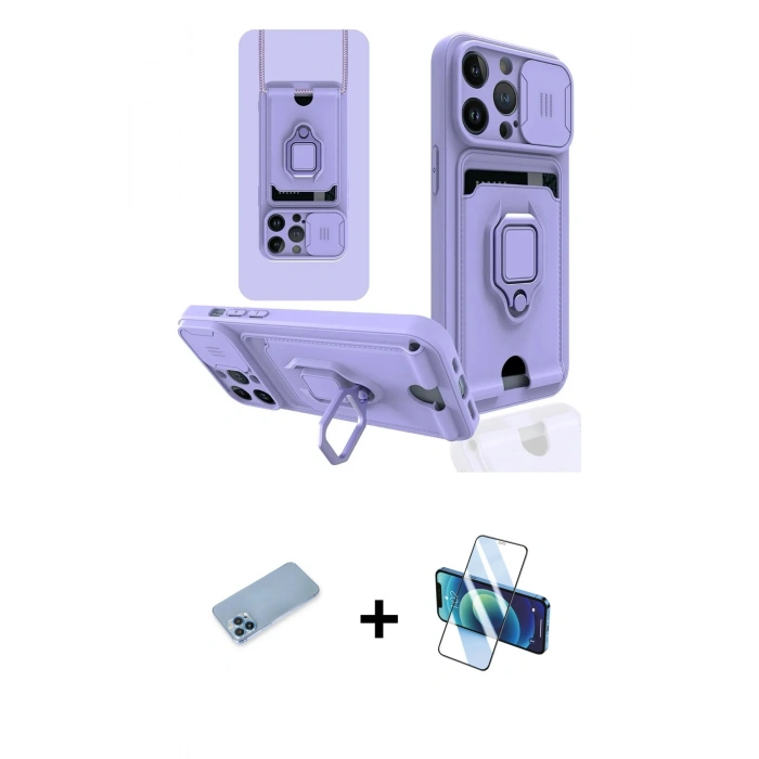 MARSİLYAN™- iPhone 13 Pro Max Kılıf Vadi Form Prime - Siyah 3D Antistatik Cam Ekran Koruyucu + Shine Kamera Lens Koruma Cam - MI