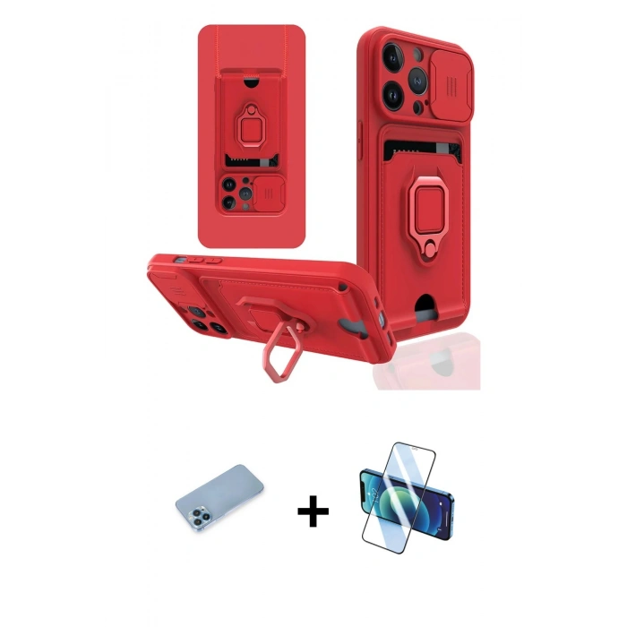 MARSİLYAN™- iPhone 13 Pro Max Kılıf Vadi Form Prime - Siyah 3D Antistatik Cam Ekran Koruyucu + Shine Kamera Lens Koruma Cam - MI
