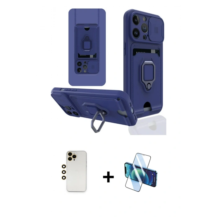 MARSİLYAN™- iPhone 13 Pro Max Kılıf Vadi Form Prime - Siyah 3D Antistatik Cam Ekran Koruyucu + Shine Kamera Lens - GD