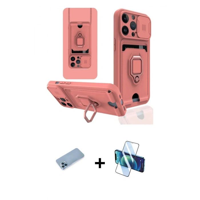 MARSİLYAN™- iPhone 13 Pro Max Kılıf Vadi Form Prime - Siyah 3D Antistatik Cam Ekran Koruyucu + Shine Kamera Lens Koruma Cam - MI