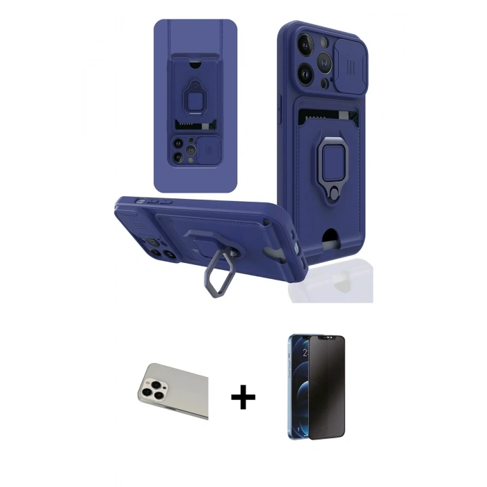 MARSİLYAN™- iPhone 13 Pro Max Kılıf Vadi Form Prime - Siyah 3D Antistatik Hayalet Cam Ekran Koruyucu + Rainbow Kamera Lens Koruma Cam - BZ