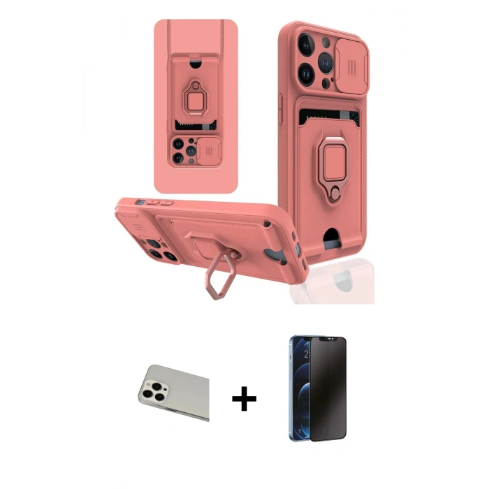 MARSİLYAN™- iPhone 13 Pro Max Kılıf Vadi Form Prime - Siyah 3D Antistatik Hayalet Cam Ekran Koruyucu + Rainbow Kamera Lens Koruma Cam - BZ