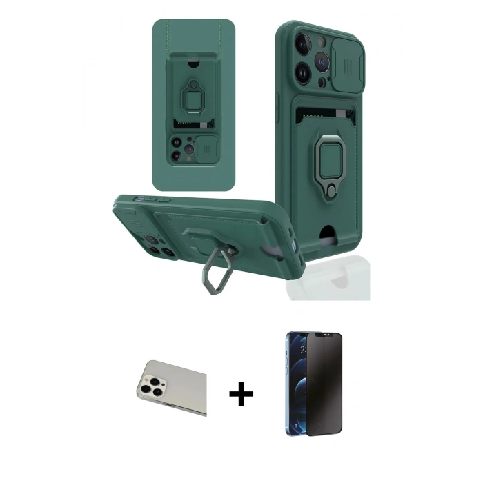 MARSİLYAN™- iPhone 13 Pro Max Kılıf Vadi Form Prime - Siyah 3D Antistatik Hayalet Cam Ekran Koruyucu + Rainbow Kamera Lens Koruma Cam - BZ