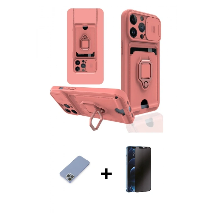 MARSİLYAN™- iPhone 13 Pro Max Kılıf Vadi Form Prime - Siyah 3D Antistatik Hayalet Cam Ekran Koruyucu + Koyu Yeşil Metal Kamera Lens Koruma Cam