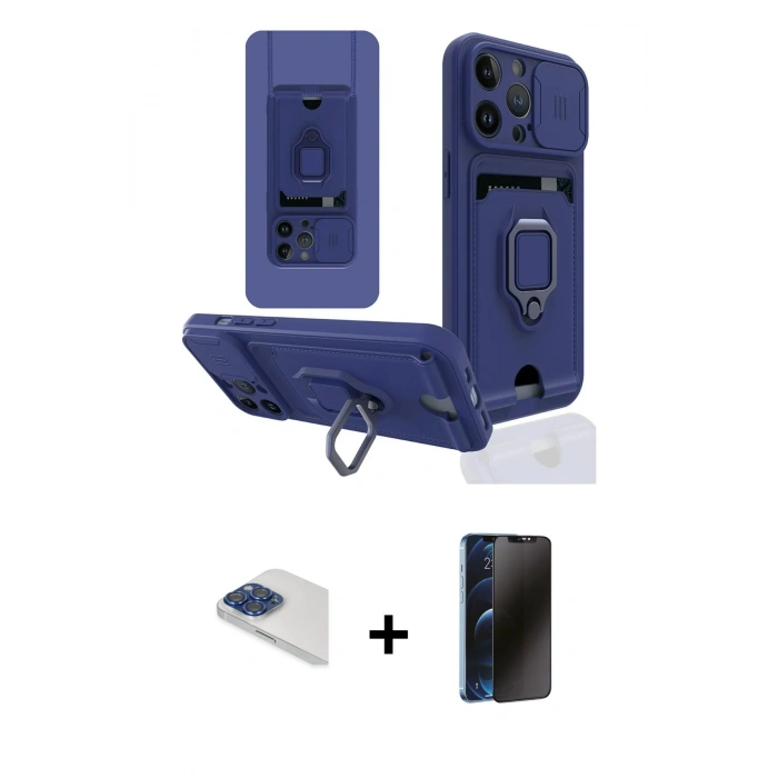 MARSİLYAN™- iPhone 13 Pro Max Kılıf Vadi Form Prime - Siyah 3D Antistatik Hayalet Cam Ekran Koruyucu + Pers Alüminyum Kamera Lens - LT