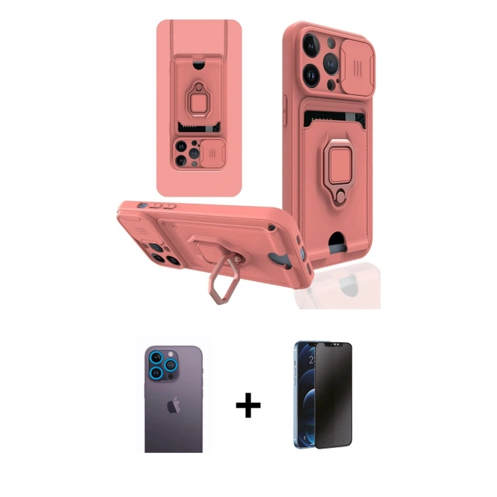 MARSİLYAN™- iPhone 13 Pro Max Kılıf Vadi Form Prime - Siyah 3D Antistatik Hayalet Cam Ekran Koruyucu + Neon Fosforlu Kamera Lens - MI