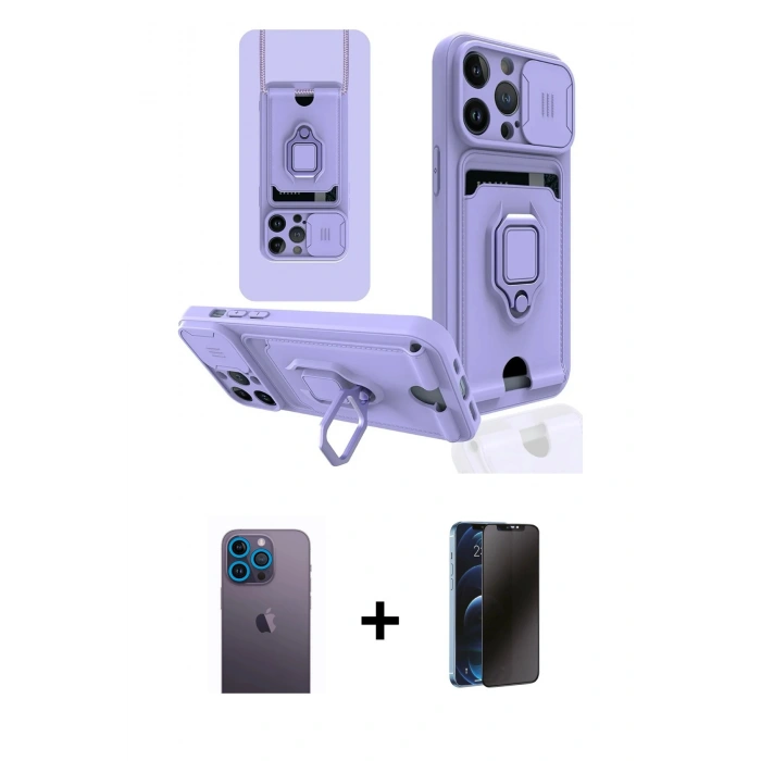 MARSİLYAN™- iPhone 13 Pro Max Kılıf Vadi Form Prime - Siyah 3D Antistatik Hayalet Cam Ekran Koruyucu + Neon Fosforlu Kamera Lens - MI