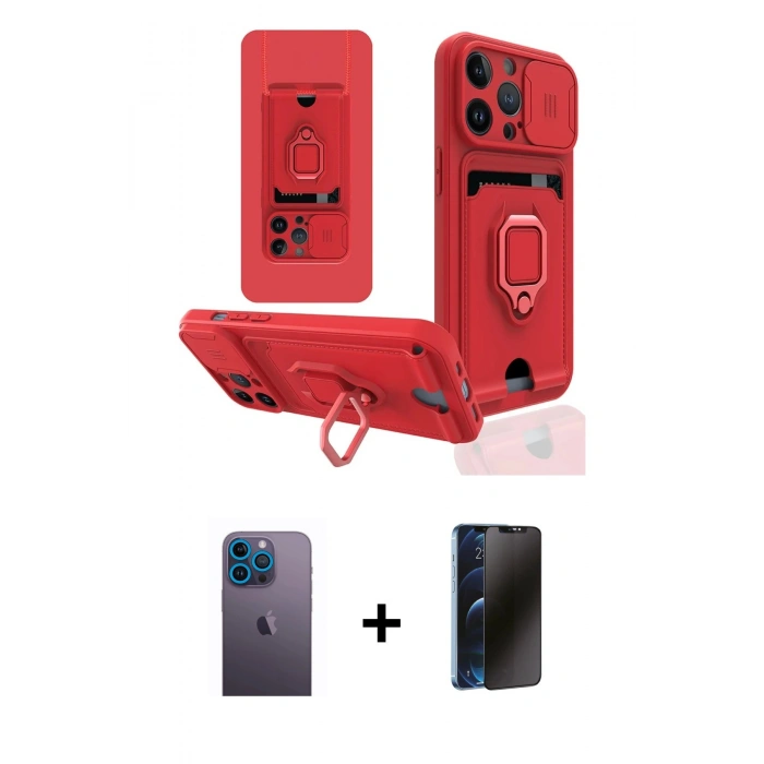 MARSİLYAN™- iPhone 13 Pro Max Kılıf Vadi Form Prime - Siyah 3D Antistatik Hayalet Cam Ekran Koruyucu + Neon Fosforlu Kamera Lens - MI