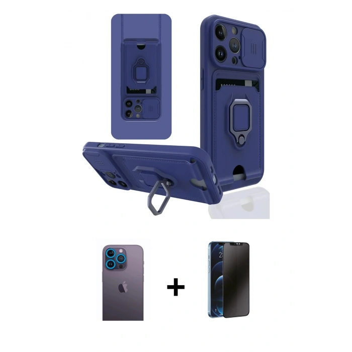 MARSİLYAN™- iPhone 13 Pro Max Kılıf Vadi Form Prime - Siyah 3D Antistatik Hayalet Cam Ekran Koruyucu + Neon Fosforlu Kamera Lens - MI