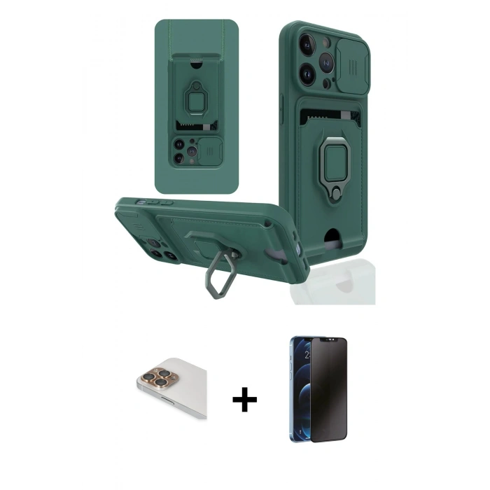 MARSİLYAN™- iPhone 13 Pro Max Kılıf Vadi Form Prime - Siyah 3D Antistatik Hayalet Cam Ekran Koruyucu + Pers Alüminyum Kamera Lens - GD