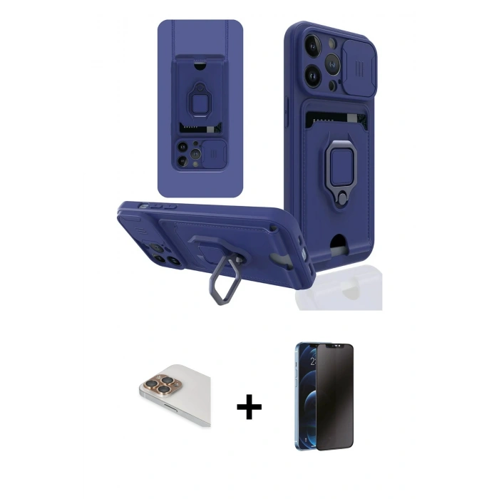 MARSİLYAN™- iPhone 13 Pro Max Kılıf Vadi Form Prime - Siyah 3D Antistatik Hayalet Cam Ekran Koruyucu + Pers Alüminyum Kamera Lens - GD
