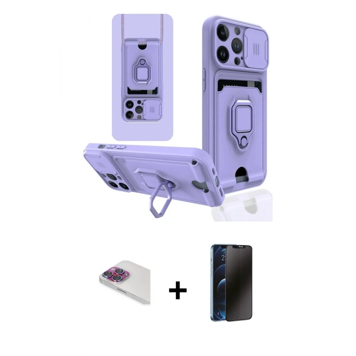 MARSİLYAN™- iPhone 13 Pro Max Kılıf Vadi Form Prime - Siyah 3D Antistatik Hayalet Cam Ekran Koruyucu + Pers Alüminyum Kamera Lens - GI
