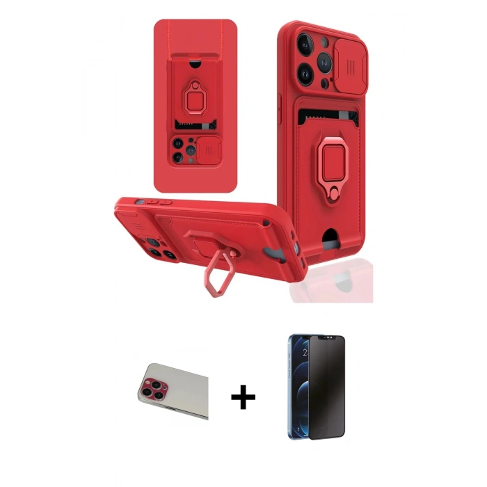 MARSİLYAN™- iPhone 13 Pro Max Kılıf Vadi Form Prime - Siyah 3D Antistatik Hayalet Cam Ekran Koruyucu + Rainbow Kamera Lens Koruma Cam - KI