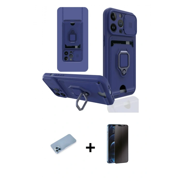 MARSİLYAN™- iPhone 13 Pro Max Kılıf Vadi Form Prime - Siyah 3D Antistatik Hayalet Cam Ekran Koruyucu + Shine Kamera Lens Koruma Cam - MI