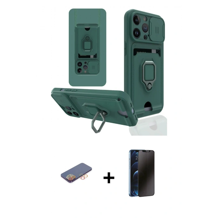 MARSİLYAN™- iPhone 13 Pro Max Kılıf Vadi Form Prime - Siyah 3D Antistatik Hayalet Cam Ekran Koruyucu + Renkli Kamera Lens Koruma Cam - TU