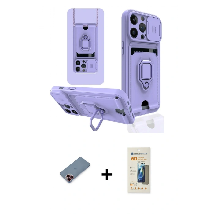 MARSİLYAN™- iPhone 13 Pro Max Kılıf Vadi Form Prime - Siyah 6D Mat Seramik Hayalet Nano Ekran Koruyucu + Metal Kamera Lens Koruma Cam - KI