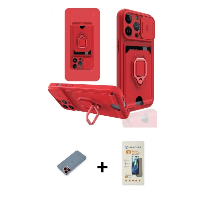 MARSİLYAN™- iPhone 13 Pro Max Kılıf Vadi Form Prime - Siyah 6D Mat Seramik Hayalet Nano Ekran Koruyucu + Metal Kamera Lens Koruma Cam - KI