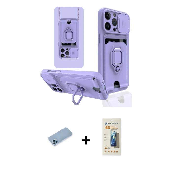 MARSİLYAN™- iPhone 13 Pro Max Kılıf Vadi Form Prime - Siyah 6D Mat Seramik Hayalet Nano Ekran Koruyucu + Shine Kamera Lens Koruma Cam - MI