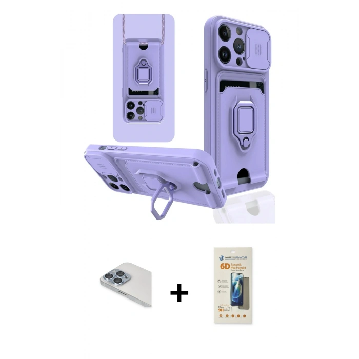 MARSİLYAN™- iPhone 13 Pro Max Kılıf Vadi Form Prime - Siyah 6D Mat Seramik Hayalet Nano Ekran Koruyucu + Pers Alüminyum Kamera Lens - SABE