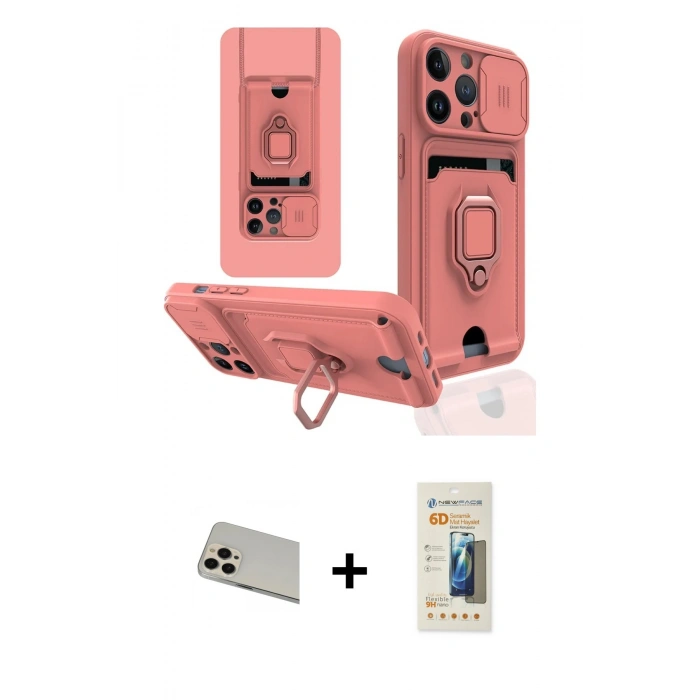 MARSİLYAN™- iPhone 13 Pro Max Kılıf Vadi Form Prime - Siyah 6D Mat Seramik Hayalet Nano Ekran Koruyucu + Rainbow Kamera Lens Koruma Cam - REGD
