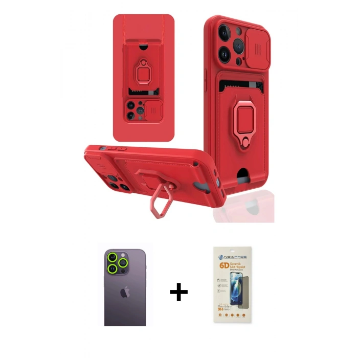 MARSİLYAN™- iPhone 13 Pro Max Kılıf Vadi Form Prime - Siyah 6D Mat Seramik Hayalet Nano Ekran Koruyucu + Neon Fosforlu Kamera Lens - YL