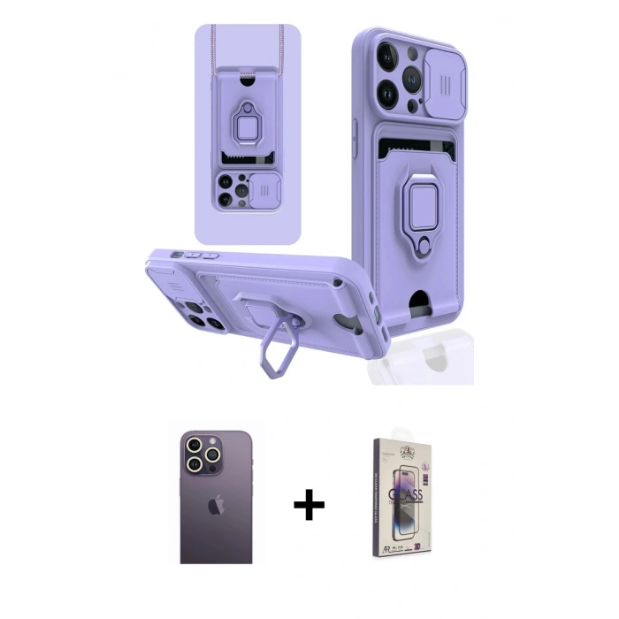 MARSİLYAN™- iPhone 13 Pro Max Kılıf Vadi Form Prime - Siyah Bilvis 3D Cam Ekran Koruyucu + Neon Fosforlu Kamera Lens - BZ