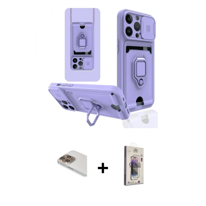 MARSİLYAN™- iPhone 13 Pro Max Kılıf Vadi Form Prime - Siyah Bilvis 3D Cam Ekran Koruyucu + Pers Alüminyum Kamera Lens - GD