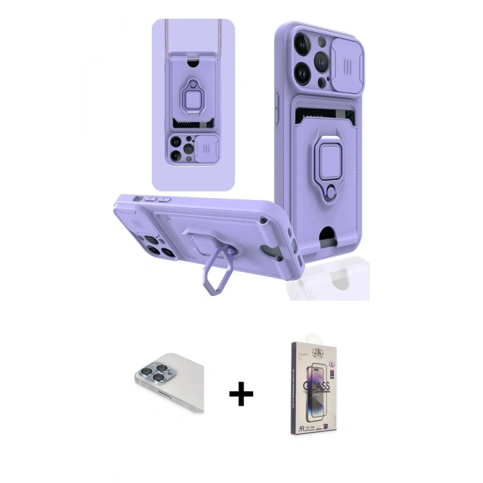 MARSİLYAN™- iPhone 13 Pro Max Kılıf Vadi Form Prime - Siyah Bilvis 3D Cam Ekran Koruyucu + Pers Alüminyum Kamera Lens - SABE