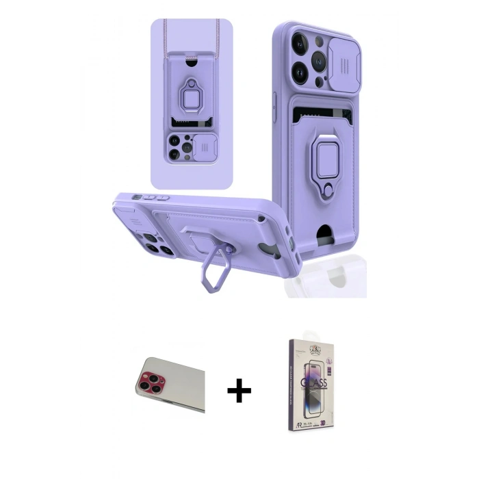 MARSİLYAN™- iPhone 13 Pro Max Kılıf Vadi Form Prime - Siyah Bilvis 3D Cam Ekran Koruyucu + Rainbow Kamera Lens Koruma Cam - KI