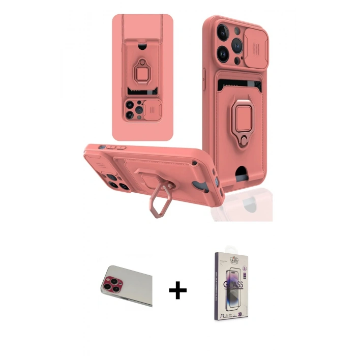 MARSİLYAN™- iPhone 13 Pro Max Kılıf Vadi Form Prime - Siyah Bilvis 3D Cam Ekran Koruyucu + Rainbow Kamera Lens Koruma Cam - KI