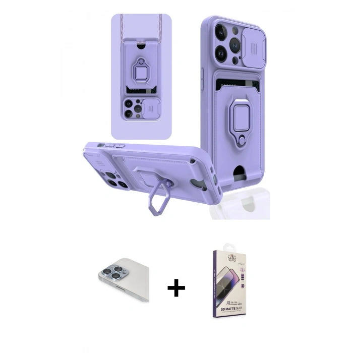 MARSİLYAN™- iPhone 13 Pro Max Kılıf Vadi Form Prime - Siyah Bilvis 3D Mat Cam Ekran Koruyucu + Pers Alüminyum Kamera Lens - SABE