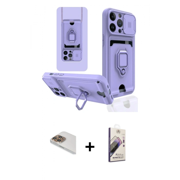 MARSİLYAN™- iPhone 13 Pro Max Kılıf Vadi Form Prime - Siyah Bilvis 3D Mat Cam Ekran Koruyucu + Pers Alüminyum Kamera Lens - GD