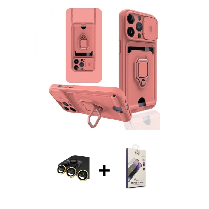 MARSİLYAN™- iPhone 13 Pro Max Kılıf Vadi Form Prime - Siyah Bilvis 3D Mat Cam Ekran Koruyucu + Raze Metal Kamera Lens - GD