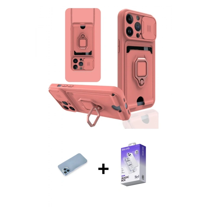 MARSİLYAN™- iPhone 13 Pro Max Kılıf Vadi Form Prime - Siyah Bilvis 5in1 3D Magic Cam Ekran Koruyucu + Shine Kamera Lens Koruma Cam - MI