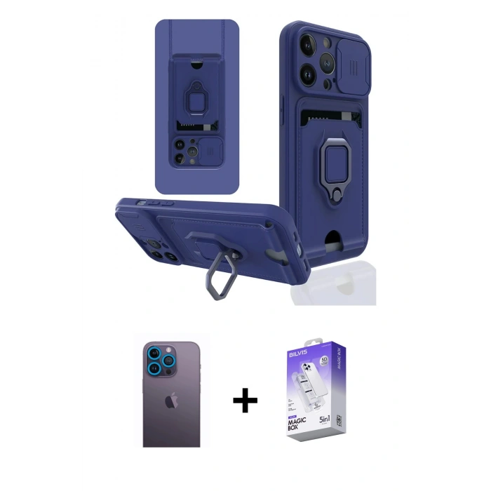 MARSİLYAN™- iPhone 13 Pro Max Kılıf Vadi Form Prime - Siyah Bilvis 5in1 3D Magic Cam Ekran Koruyucu + Neon Fosforlu Kamera Lens - MI