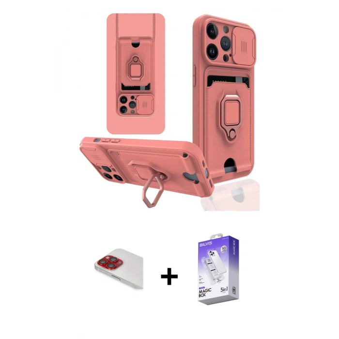 MARSİLYAN™- iPhone 13 Pro Max Kılıf Vadi Form Prime - Siyah Bilvis 5in1 3D Magic Cam Ekran Koruyucu + Pers Alüminyum Kamera Lens - KI