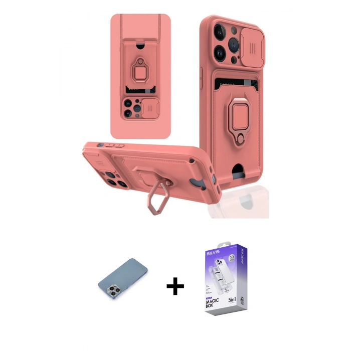 MARSİLYAN™- iPhone 13 Pro Max Kılıf Vadi Form Prime - Siyah Bilvis 5in1 3D Magic Cam Ekran Koruyucu + Shine Kamera Lens Koruma Cam - GI