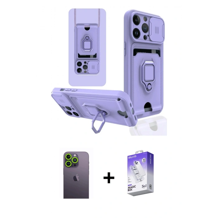MARSİLYAN™- iPhone 13 Pro Max Kılıf Vadi Form Prime - Siyah Bilvis 5in1 3D Magic Cam Ekran Koruyucu + Yeşil Neon Fosforlu Kamera Lens