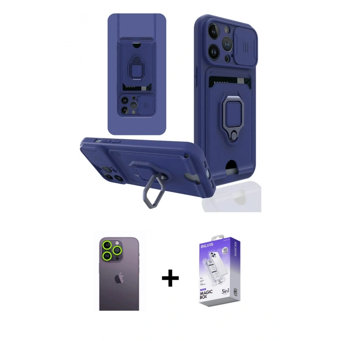 MARSİLYAN™- iPhone 13 Pro Max Kılıf Vadi Form Prime - Siyah Bilvis 5in1 3D Magic Cam Ekran Koruyucu + Yeşil Neon Fosforlu Kamera Lens