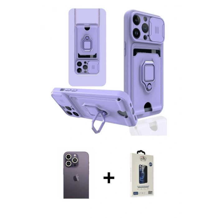 MARSİLYAN™- iPhone 13 Pro Max Kılıf Vadi Form Prime - Siyah Bilvis Hayalet Cam Ekran Koruyucu + Neon Fosforlu Kamera Lens - BZ