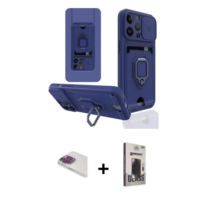 MARSİLYAN™- iPhone 13 Pro Max Kılıf Vadi Form Prime - Siyah Bilvis Hayalet Cam Ekran Koruyucu + Pers Alüminyum Kamera Lens - GI