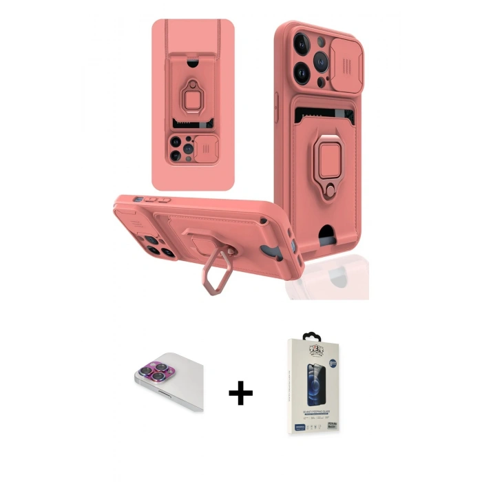 MARSİLYAN™- iPhone 13 Pro Max Kılıf Vadi Form Prime - Siyah Bilvis Hayalet Cam Ekran Koruyucu + Pers Alüminyum Kamera Lens - GI