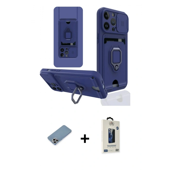 MARSİLYAN™- iPhone 13 Pro Max Kılıf Vadi Form Prime - Siyah Bilvis Hayalet Cam Ekran Koruyucu + Shine Kamera Lens Koruma Cam - GI