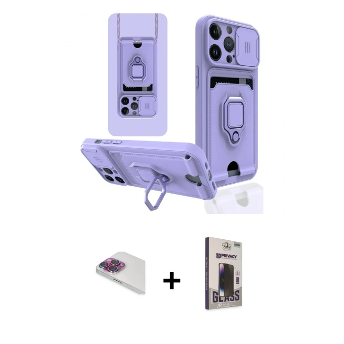 MARSİLYAN™- iPhone 13 Pro Max Kılıf Vadi Form Prime - Siyah Bilvis Hayalet Cam Ekran Koruyucu + Pers Alüminyum Kamera Lens - GI
