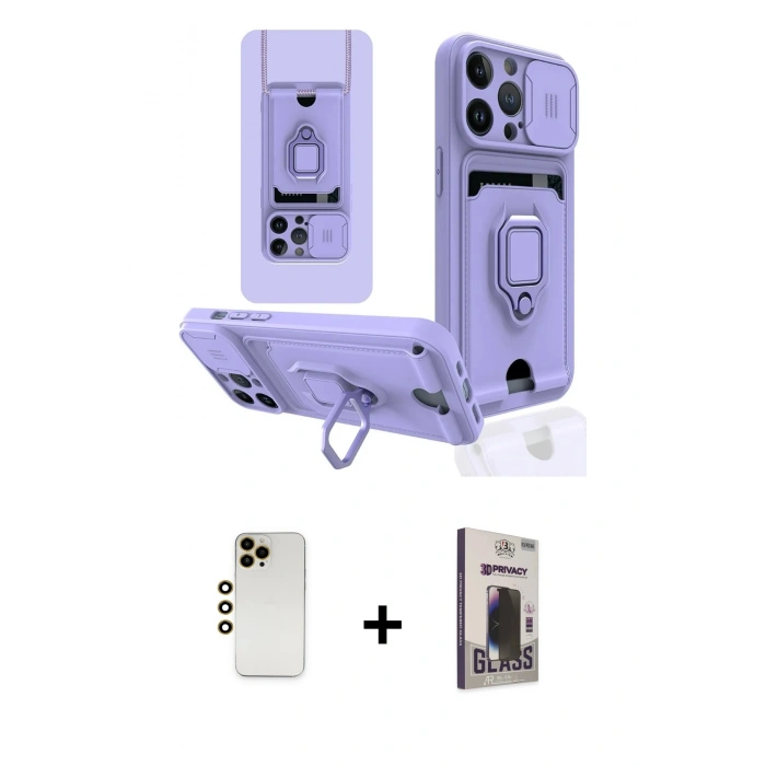 MARSİLYAN™- iPhone 13 Pro Max Kılıf Vadi Form Prime - Siyah Bilvis Hayalet Cam Ekran Koruyucu + Shine Kamera Lens - GD