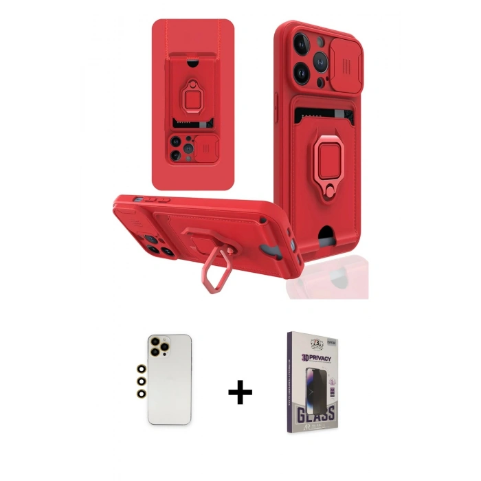MARSİLYAN™- iPhone 13 Pro Max Kılıf Vadi Form Prime - Siyah Bilvis Hayalet Cam Ekran Koruyucu + Shine Kamera Lens - GD